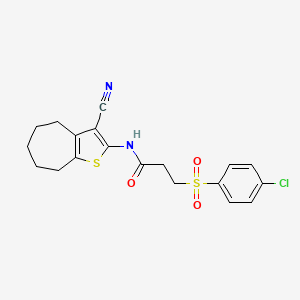 3-((4-chlorophenyl)sulfonyl)-N-(3-cyano-5,6,7,8-tetrahydro-4H-cyclohepta[b]thiophen-2-yl)propanamide