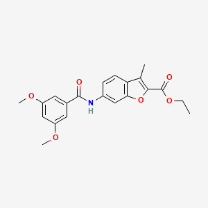 molecular formula C21H21NO6 B2780240 Ethyl 6-(3,5-dimethoxybenzamido)-3-methylbenzofuran-2-carboxylate CAS No. 923131-62-8