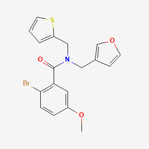 2-bromo-N-(furan-3-ylmethyl)-5-methoxy-N-(thiophen-2-ylmethyl)benzamide