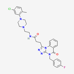 molecular formula C32H33ClFN7O2 B2780250 N-(2-(4-(5-chloro-2-methylphenyl)piperazin-1-yl)ethyl)-3-(4-(4-fluorobenzyl)-5-oxo-4,5-dihydro-[1,2,4]triazolo[4,3-a]quinazolin-1-yl)propanamide CAS No. 887208-06-2