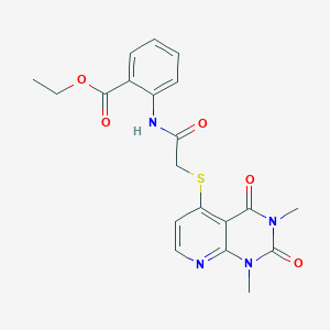 molecular formula C20H20N4O5S B2780259 Ethyl 2-(2-((1,3-dimethyl-2,4-dioxo-1,2,3,4-tetrahydropyrido[2,3-d]pyrimidin-5-yl)thio)acetamido)benzoate CAS No. 900005-63-2
