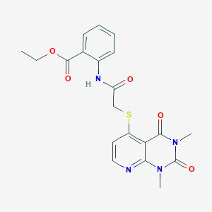 Ethyl 2-(2-((1,3-dimethyl-2,4-dioxo-1,2,3,4-tetrahydropyrido[2,3-d]pyrimidin-5-yl)thio)acetamido)benzoate