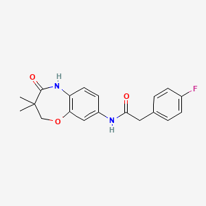 molecular formula C19H19FN2O3 B2780281 N-(3,3-dimethyl-4-oxo-2,3,4,5-tetrahydrobenzo[b][1,4]oxazepin-8-yl)-2-(4-fluorophenyl)acetamide CAS No. 921835-13-4