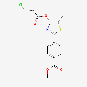 molecular formula C15H14ClNO4S B2780296 Methyl 4-{4-[(3-chloropropanoyl)oxy]-5-methyl-1,3-thiazol-2-yl}benzenecarboxylate CAS No. 338409-54-4
