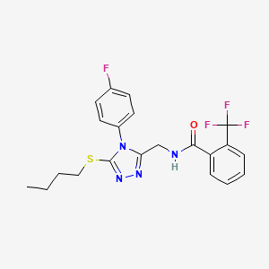 molecular formula C21H20F4N4OS B2780300 N-((5-(butylthio)-4-(4-fluorophenyl)-4H-1,2,4-triazol-3-yl)methyl)-2-(trifluoromethyl)benzamide CAS No. 391938-48-0
