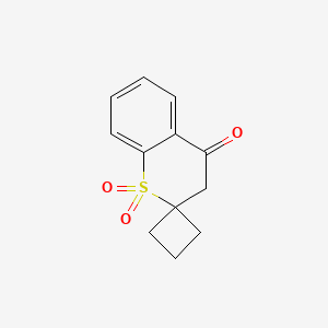 molecular formula C12H12O3S B2780315 Spiro[cyclobutane-1,2'-thiochroman]-4'-one 1',1'-dioxide CAS No. 934555-21-2