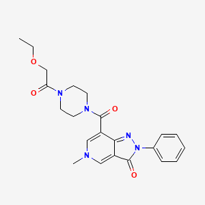 molecular formula C22H25N5O4 B2780327 7-(4-(2-ethoxyacetyl)piperazine-1-carbonyl)-5-methyl-2-phenyl-2H-pyrazolo[4,3-c]pyridin-3(5H)-one CAS No. 1021123-85-2