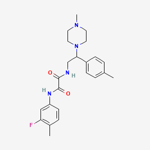 molecular formula C23H29FN4O2 B2780329 N1-(3-fluoro-4-methylphenyl)-N2-(2-(4-methylpiperazin-1-yl)-2-(p-tolyl)ethyl)oxalamide CAS No. 898432-66-1