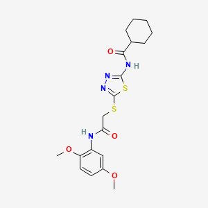 N-(5-((2-((2,5-dimethoxyphenyl)amino)-2-oxoethyl)thio)-1,3,4-thiadiazol-2-yl)cyclohexanecarboxamide