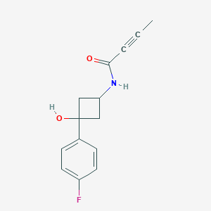molecular formula C14H14FNO2 B2780336 N-[3-(4-Fluorophenyl)-3-hydroxycyclobutyl]but-2-ynamide CAS No. 2411269-71-9
