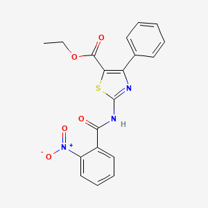 molecular formula C19H15N3O5S B2780342 Ethyl 2-(2-nitrobenzamido)-4-phenylthiazole-5-carboxylate CAS No. 312604-98-1