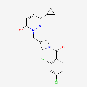 molecular formula C18H17Cl2N3O2 B2780366 6-Cyclopropyl-2-{[1-(2,4-dichlorobenzoyl)azetidin-3-yl]methyl}-2,3-dihydropyridazin-3-one CAS No. 2309191-75-9