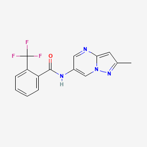 molecular formula C15H11F3N4O B2780398 N-(2-methylpyrazolo[1,5-a]pyrimidin-6-yl)-2-(trifluoromethyl)benzamide CAS No. 1797822-92-4