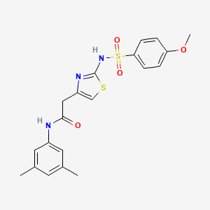 molecular formula C20H21N3O4S2 B2780407 N-(3,5-dimethylphenyl)-2-(2-(4-methoxyphenylsulfonamido)thiazol-4-yl)acetamide CAS No. 921996-07-8