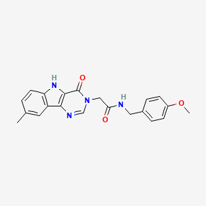 molecular formula C21H20N4O3 B2780414 N-[(4-methoxyphenyl)methyl]-2-{8-methyl-4-oxo-3H,4H,5H-pyrimido[5,4-b]indol-3-yl}acetamide CAS No. 1105208-00-1
