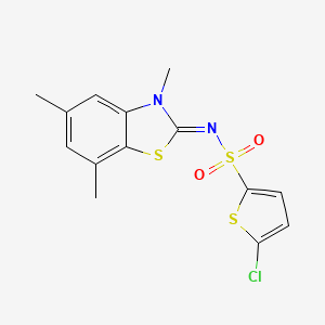 molecular formula C14H13ClN2O2S3 B2780425 (Z)-5-chloro-N-(3,5,7-trimethylbenzo[d]thiazol-2(3H)-ylidene)thiophene-2-sulfonamide CAS No. 955702-77-9