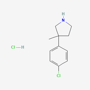 molecular formula C11H15Cl2N B2780431 3-(4-Chlorophenyl)-3-methylpyrrolidine hydrochloride CAS No. 2241141-11-5