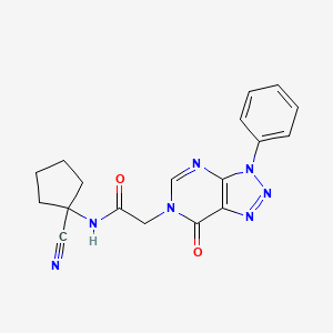 molecular formula C18H17N7O2 B2780487 N-(1-cyanocyclopentyl)-2-{7-oxo-3-phenyl-3H,6H,7H-[1,2,3]triazolo[4,5-d]pyrimidin-6-yl}acetamide CAS No. 1252141-93-7