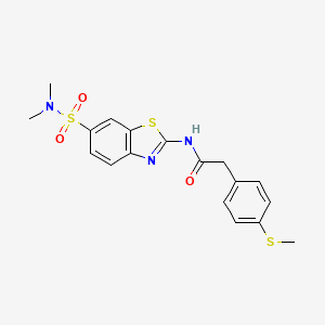 molecular formula C18H19N3O3S3 B2780505 N-[6-(dimethylsulfamoyl)-1,3-benzothiazol-2-yl]-2-[4-(methylsulfanyl)phenyl]acetamide CAS No. 923675-13-2