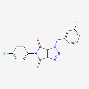 molecular formula C17H12Cl2N4O2 B2780513 5-(4-chlorophenyl)-1-[(3-chlorophenyl)methyl]-1H,3aH,4H,5H,6H,6aH-pyrrolo[3,4-d][1,2,3]triazole-4,6-dione CAS No. 1008089-08-4