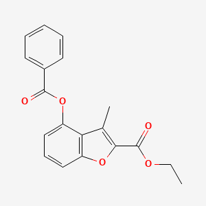 molecular formula C19H16O5 B2780544 Ethyl 3-methyl-4-[(phenylcarbonyl)oxy]-1-benzofuran-2-carboxylate CAS No. 924976-32-9