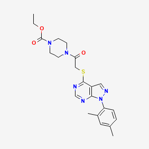 molecular formula C22H26N6O3S B2780556 ethyl 4-(2-((1-(2,4-dimethylphenyl)-1H-pyrazolo[3,4-d]pyrimidin-4-yl)thio)acetyl)piperazine-1-carboxylate CAS No. 893924-84-0