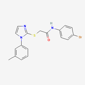 molecular formula C18H16BrN3OS B2780569 N-(4-bromophenyl)-2-((1-(m-tolyl)-1H-imidazol-2-yl)thio)acetamide CAS No. 851131-03-8