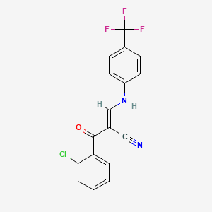 molecular formula C17H10ClF3N2O B2780585 (2E)-2-[(E)-2-chlorobenzoyl]-3-{[4-(trifluoromethyl)phenyl]amino}prop-2-enenitrile CAS No. 1025263-05-1