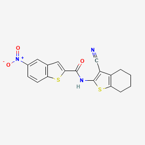 molecular formula C18H13N3O3S2 B2780597 N-(3-cyano-4,5,6,7-tetrahydro-1-benzothiophen-2-yl)-5-nitro-1-benzothiophene-2-carboxamide CAS No. 391867-37-1