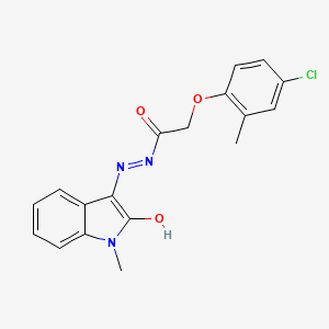 molecular formula C18H16ClN3O3 B2780599 2-(4-chloro-2-methylphenoxy)-N'-(1-methyl-2-oxo-1,2-dihydro-3H-indol-3-yliden)acetohydrazide CAS No. 330567-03-8