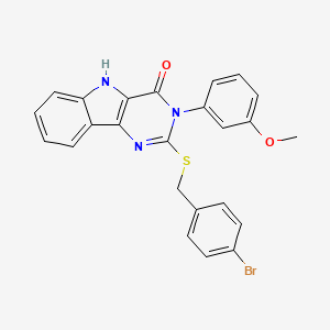 molecular formula C24H18BrN3O2S B2780623 2-{[(4-bromophenyl)methyl]sulfanyl}-3-(3-methoxyphenyl)-3H,4H,5H-pyrimido[5,4-b]indol-4-one CAS No. 536707-12-7