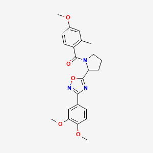 molecular formula C23H25N3O5 B2780647 [2-[3-(3,4-Dimethoxyphenyl)-1,2,4-oxadiazol-5-yl]pyrrolidin-1-yl]-(4-methoxy-2-methylphenyl)methanone CAS No. 1795393-71-3