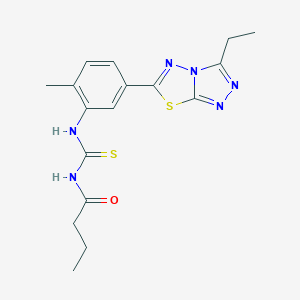 molecular formula C17H20N6OS2 B278069 N-{[5-(3-ethyl[1,2,4]triazolo[3,4-b][1,3,4]thiadiazol-6-yl)-2-methylphenyl]carbamothioyl}butanamide 