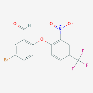 molecular formula C14H7BrF3NO4 B2780702 5-Bromo-2-[2-nitro-4-(trifluoromethyl)phenoxy]benzaldehyde CAS No. 525569-71-5