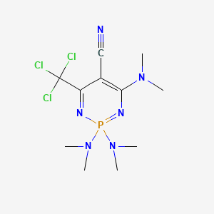 2,2,4-Tris(dimethylamino)-6-(trichloromethyl)-1,3-diaza-2lambda5-phosphacyclohexa-1,3,5-triene-5-carbonitrile