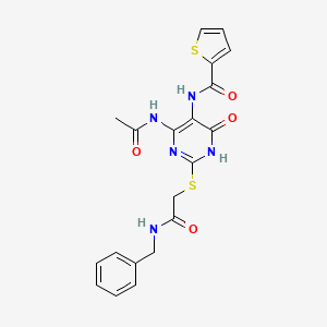 N-(4-acetamido-2-((2-(benzylamino)-2-oxoethyl)thio)-6-oxo-1,6-dihydropyrimidin-5-yl)thiophene-2-carboxamide