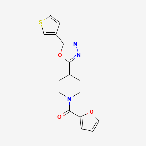 molecular formula C16H15N3O3S B2780718 Furan-2-yl(4-(5-(thiophen-3-yl)-1,3,4-oxadiazol-2-yl)piperidin-1-yl)methanone CAS No. 1448130-19-5