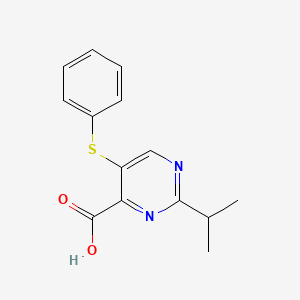 molecular formula C14H14N2O2S B2780741 2-Isopropyl-5-(phenylthio)pyrimidine-4-carboxylic acid CAS No. 1284425-70-2