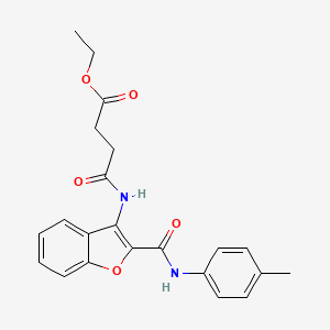 molecular formula C22H22N2O5 B2780756 Ethyl 4-oxo-4-((2-(p-tolylcarbamoyl)benzofuran-3-yl)amino)butanoate CAS No. 887879-54-1