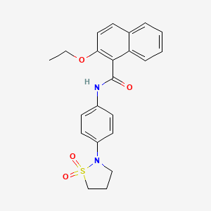 molecular formula C22H22N2O4S B2780761 N-(4-(1,1-dioxidoisothiazolidin-2-yl)phenyl)-2-ethoxy-1-naphthamide CAS No. 897619-89-5