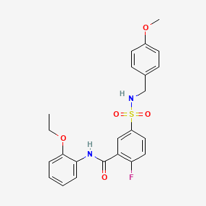 molecular formula C23H23FN2O5S B2780762 N-(2-ethoxyphenyl)-2-fluoro-5-{[(4-methoxyphenyl)methyl]sulfamoyl}benzamide CAS No. 452050-81-6
