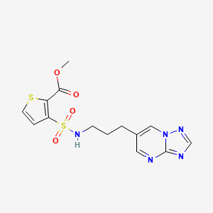 molecular formula C14H15N5O4S2 B2780766 methyl 3-[(3-{[1,2,4]triazolo[1,5-a]pyrimidin-6-yl}propyl)sulfamoyl]thiophene-2-carboxylate CAS No. 1904189-28-1