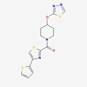 (4-((1,3,4-Thiadiazol-2-yl)oxy)piperidin-1-yl)(4-(thiophen-2-yl)thiazol-2-yl)methanone