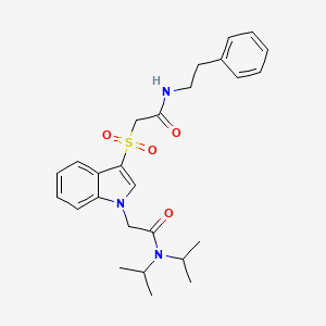 molecular formula C26H33N3O4S B2780791 N,N-diisopropyl-2-(3-((2-oxo-2-(phenethylamino)ethyl)sulfonyl)-1H-indol-1-yl)acetamide CAS No. 894003-89-5