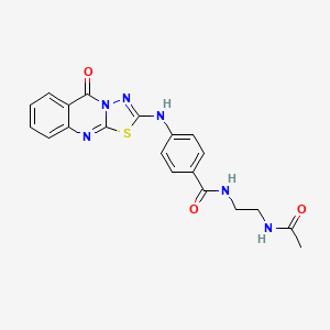 molecular formula C20H18N6O3S B2780803 N-(2-{[4-({5-oxo-5H-[1,3,4]thiadiazolo[2,3-b]quinazolin-2-yl}amino)phenyl]formamido}ethyl)acetamide CAS No. 1112383-69-3