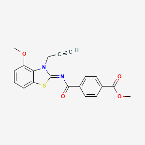 molecular formula C20H16N2O4S B2780821 methyl 4-{[(2Z)-4-methoxy-3-(prop-2-yn-1-yl)-2,3-dihydro-1,3-benzothiazol-2-ylidene]carbamoyl}benzoate CAS No. 868674-18-4