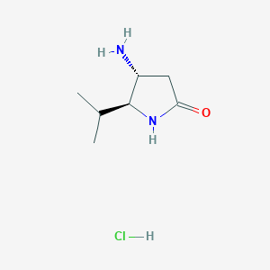 molecular formula C7H15ClN2O B2780844 (4R,5S)-4-Amino-5-propan-2-ylpyrrolidin-2-one;hydrochloride CAS No. 1263485-59-1