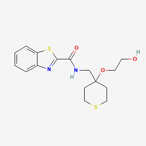 molecular formula C16H20N2O3S2 B2780850 N-((4-(2-hydroxyethoxy)tetrahydro-2H-thiopyran-4-yl)methyl)benzo[d]thiazole-2-carboxamide CAS No. 2320172-12-9