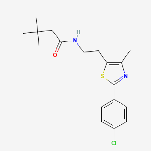 molecular formula C18H23ClN2OS B2780906 N-{2-[2-(4-chlorophenyl)-4-methyl-1,3-thiazol-5-yl]ethyl}-3,3-dimethylbutanamide CAS No. 933248-63-6