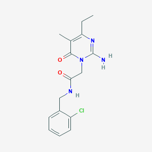 molecular formula C16H19ClN4O2 B2780925 2-(2-amino-4-ethyl-5-methyl-6-oxo-1,6-dihydropyrimidin-1-yl)-N-[(2-chlorophenyl)methyl]acetamide CAS No. 1251627-63-0